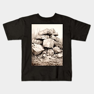 Stack of Rocks: He's as Smart as a Stack of Rocks on a Dark Background Kids T-Shirt